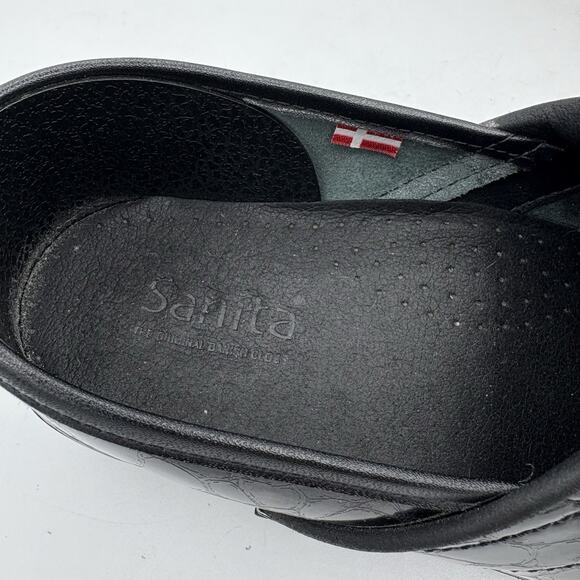 Sanita Clogs Womens Size US 9.5 EU 41 Black Animal Print Danish Denmark Slip On - Picture 2 of 10